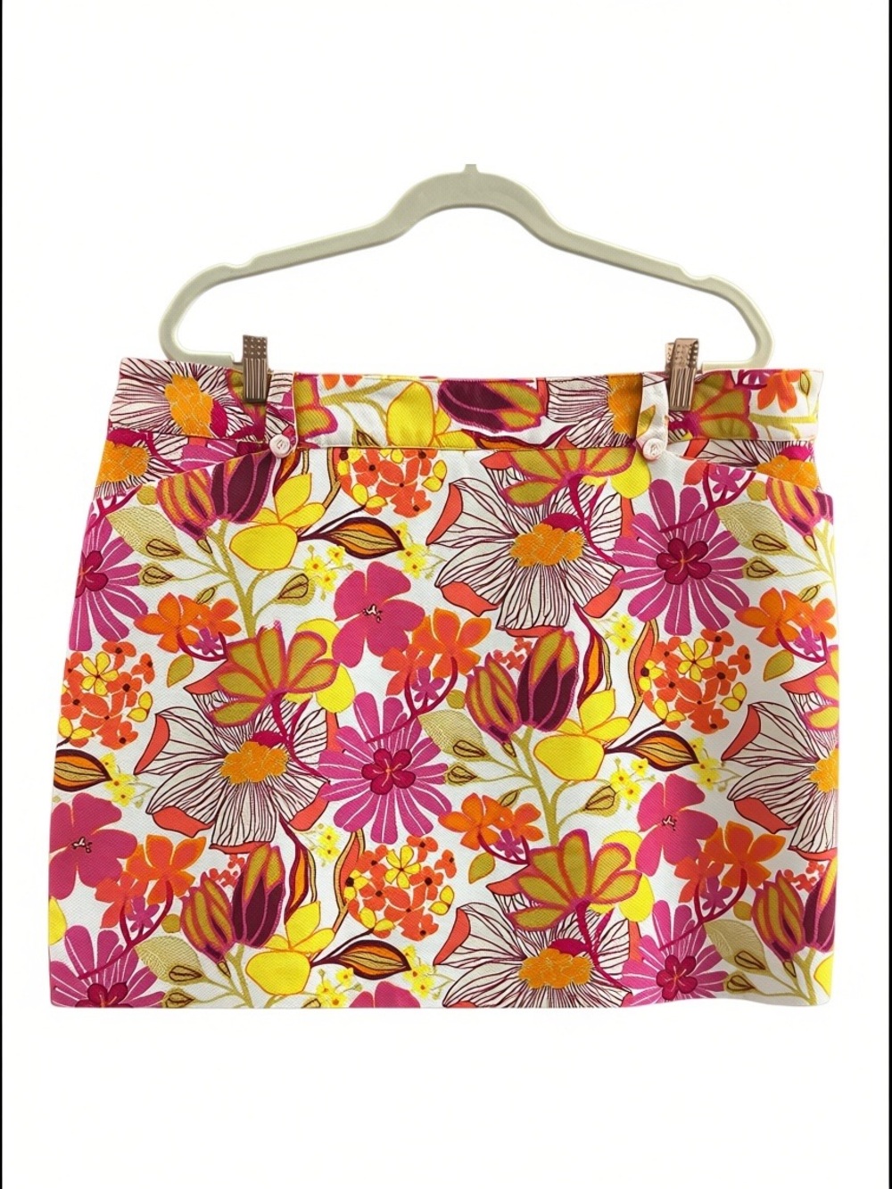 Vibrant Floral Cotton Pique skort in Fuchsia, Orange & Yellow